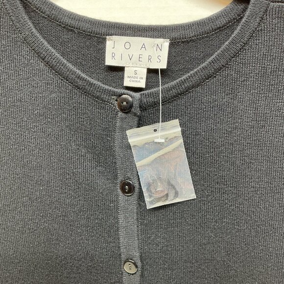 SMALL CARDIGAN BUTTON UP BLACK NEW JOAN RIVERS A366313 - Picture 2 of 11